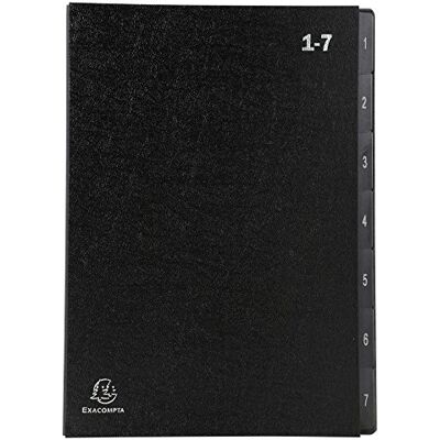 Exacompta Réf. 57007E 1 trieur Ordonator couverture rigide intérieur en carte recyclée onglets plastifiés numériques de 1 à 7 7 compartiments dim 25x33 cm pour A4 couleur noir - Publicité Exacompta Réf. 57007E 1 trieur Ordonator couverture rigide intérieur en carte recyclée onglets plastifiés numériques de 1 à 7 7 compartiments dim 25x33 cm pour A4 couleur noir - Publicité