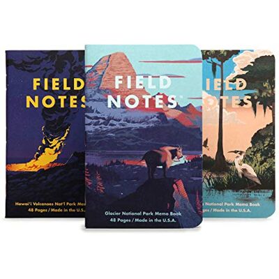 Field Notes : Série Parcs nationaux (Série F – Glacier, volcans d'Hawaï, Everglades) – Lot de 3 mémos en papier graphique – 8,9 x 14,9 cm - Publicité Field Notes : Série Parcs nationaux (Série F – Glacier, volcans d'Hawaï, Everglades) – Lot de 3 mémos en papier graphique – 8,9 x 14,9 cm - Publicité