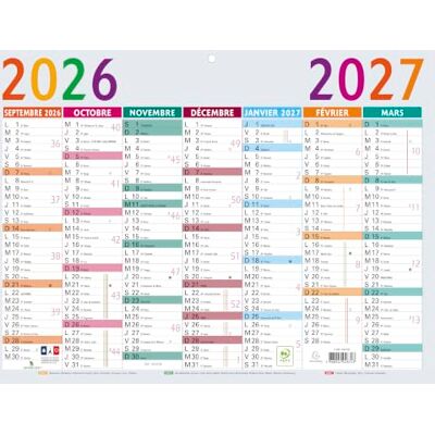 Exacompta Calendrier Multicolore 29,5x22cm Sept. 2026-2027 Multicolore - Publicité Exacompta Calendrier Multicolore 29,5x22cm Sept. 2026-2027 Multicolore - Publicité