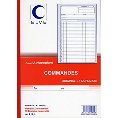 Elve CARNET 'COMMANDES' 297X210 50/2+0 (par 5) - Publicité Elve CARNET 'COMMANDES' 297X210 50/2+0 (par 5) - Publicité