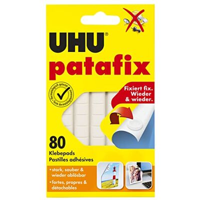 UHU Patafix Pastilles adhésives repositionnables décollables Blanc Lot de 80 pastilles - Publicité UHU Patafix Pastilles adhésives repositionnables décollables Blanc Lot de 80 pastilles - Publicité