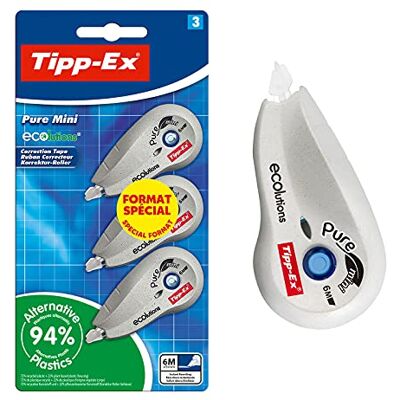 BIC Tipp-Ex Pure Mini ECOlutions Rubans Correcteurs 6 m x 5 mm, Blister Format Spécial de 3 - Publicité BIC Tipp-Ex Pure Mini ECOlutions Rubans Correcteurs 6 m x 5 mm, Blister Format Spécial de 3 - Publicité