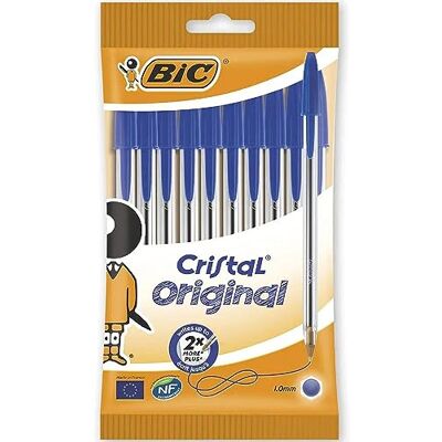 BIC Cristal Original Lot de 8 Stylos à bille sans bavure pointe moyenne Idéal pour le bureau et l'école Encre bleue Cristal Original (1,0 mm) - Publicité BIC Cristal Original Lot de 8 Stylos à bille sans bavure pointe moyenne Idéal pour le bureau et l'école Encre bleue Cristal Original (1,0 mm) - Publicité