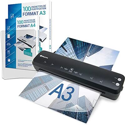 Waytex Plastifieuse A3 A4 A5 A6 A7 Pro Rapide à Chaud et à Froid jusqu’à 2x125 microns pour Usage Bureau ou Maison Pack avec 100 Pochettes A4 + 100 Pochettes A3 - Publicité Waytex Plastifieuse A3 A4 A5 A6 A7 Pro Rapide à Chaud et à Froid jusqu’à 2x125 microns pour Usage Bureau ou Maison Pack avec 100 Pochettes A4 + 100 Pochettes A3 - Publicité