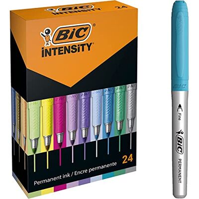 BIC Intensity Fine et Intensity Fine Metallic Marqueurs Permanents Pointe Fine Couleurs Assorties, Boîte de 24 - Publicité BIC Intensity Fine et Intensity Fine Metallic Marqueurs Permanents Pointe Fine Couleurs Assorties, Boîte de 24 - Publicité