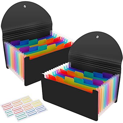 CASAON Lot de 2 mini portefeuilles A6 à 13 poches extensibles en accordéon pour le stockage des reçus, des cartes, des coupons, des tickets – Noir - Publicité CASAON Lot de 2 mini portefeuilles A6 à 13 poches extensibles en accordéon pour le stockage des reçus, des cartes, des coupons, des tickets – Noir - Publicité