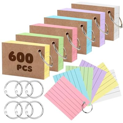 EOPUOZS Fiches Bristol A8 Lignées, 600 Cartes d’index Couleurs avec 6 Anneaux de Reliure, Fiches de Qualité Supérieure pour Notes, Entraînement au Vocabulaire, Formules et Préparation aux Examens - Publicité EOPUOZS Fiches Bristol A8 Lignées, 600 Cartes d’index Couleurs avec 6 Anneaux de Reliure, Fiches de Qualité Supérieure pour Notes, Entraînement au Vocabulaire, Formules et Préparation aux Examens - Publicité
