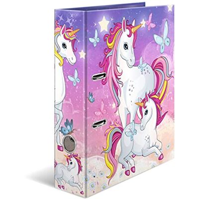 HERMA Classeur A4 licorne, 7 cm de large, avec motif de maternelle, classeur coloré avec impression intérieure, pour garçons, filles et enfants - Publicité HERMA Classeur A4 licorne, 7 cm de large, avec motif de maternelle, classeur coloré avec impression intérieure, pour garçons, filles et enfants - Publicité