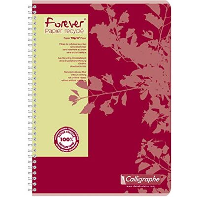 Calligraphe 17407C Un Cahier à Spirale Forever Rouge A4 21x29,7 cm 100 Pages Petits Carreaux Papier 100 % Recyclé 70 g Couverture Carte Recyclée - Publicité Calligraphe 17407C Un Cahier à Spirale Forever Rouge A4 21x29,7 cm 100 Pages Petits Carreaux Papier 100 % Recyclé 70 g Couverture Carte Recyclée - Publicité