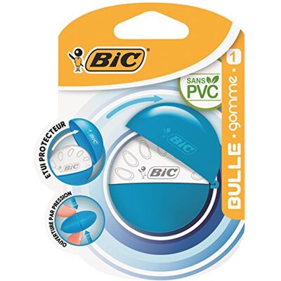 BIC Lot de 3 Blisters de 1 Gomme BULLE avec étui protecteur - Publicité BIC Lot de 3 Blisters de 1 Gomme BULLE avec étui protecteur - Publicité