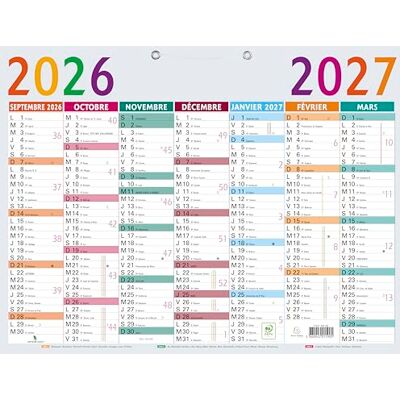 Exacompta 34210E Calendrier Multicolore 43 x 33,5 cm Septembre 2026/2027 Multicolore - Publicité Exacompta 34210E Calendrier Multicolore 43 x 33,5 cm Septembre 2026/2027 Multicolore - Publicité