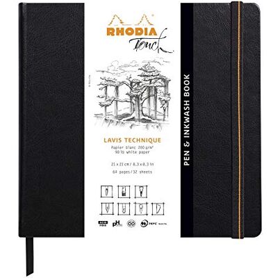 Rhodia TOUCH 116127C Carnet Rigide Pen&Inkwash Book 21 x 21 cm Uni 64 pages Papier Clairefontaine Lavis Technique Blanc 200 g/m² pour le Dessin au Crayon, Feutre, Fusain, Gouache, Encre - Publicité Rhodia TOUCH 116127C Carnet Rigide Pen&Inkwash Book 21 x 21 cm Uni 64 pages Papier Clairefontaine Lavis Technique Blanc 200 g/m² pour le Dessin au Crayon, Feutre, Fusain, Gouache, Encre - Publicité