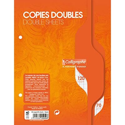 Calligraphe 5050C Un Paquet de Copies Doubles Perforées sous Film (une Marque de Clairefontaine) 17x22 cm 120 Pages Grands Carreaux Papier 70 g - Publicité Calligraphe 5050C Un Paquet de Copies Doubles Perforées sous Film (une Marque de Clairefontaine) 17x22 cm 120 Pages Grands Carreaux Papier 70 g - Publicité