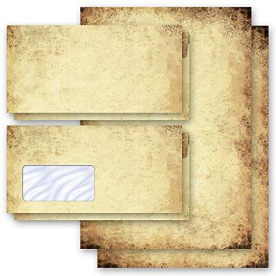 Paper-Media Set complet de 40 pièces Antique & Histoire, VIEUX PAPIER 20 feuilles de papier à lettres et 20 enveloppes DIN LONG avec fenêtre - Publicité Paper-Media Set complet de 40 pièces Antique & Histoire, VIEUX PAPIER 20 feuilles de papier à lettres et 20 enveloppes DIN LONG avec fenêtre - Publicité