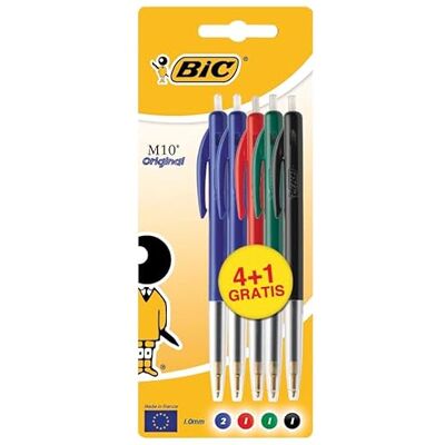 BIC M10 Clic Stylos à bille (Noir, Bleu, Vert, Rouge, Noir, Bleu, Vert, Rouge, Transparent, Clip-on retractable ballpoint pen, Moyen, Rond, Métal) - Publicité BIC M10 Clic Stylos à bille (Noir, Bleu, Vert, Rouge, Noir, Bleu, Vert, Rouge, Transparent, Clip-on retractable ballpoint pen, Moyen, Rond, Métal) - Publicité