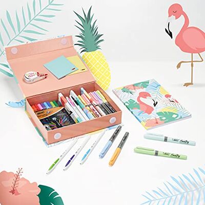 BIC My Stationery Box 28 Produits d'Ecriture, 10 Feutres/6 Stylos-Bille/4 Surligneurs/1 Ruban Correcteur/5 Marqueurs Permanents, 2 Blocs de Notes Respositionnables et 1 Carnet de Notes A5 Blanc - Publicité BIC My Stationery Box 28 Produits d'Ecriture, 10 Feutres/6 Stylos-Bille/4 Surligneurs/1 Ruban Correcteur/5 Marqueurs Permanents, 2 Blocs de Notes Respositionnables et 1 Carnet de Notes A5 Blanc - Publicité