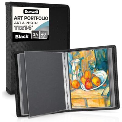 Dunwell Portfolio d'art 28 x 35,6 cm – (noir), 24 poches, 48 pages, classeur de présentation 28 x 35,6 cm avec pochettes de protection, portefeuille d'art pour enfants, livre de présentation - Publicité Dunwell Portfolio d'art 28 x 35,6 cm – (noir), 24 poches, 48 pages, classeur de présentation 28 x 35,6 cm avec pochettes de protection, portefeuille d'art pour enfants, livre de présentation - Publicité