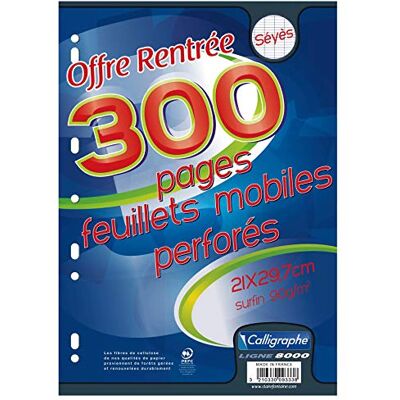Calligraphe 9333C (gamme scolaire Clairefontaine) Un paquet de Feuillets Mobiles sous film A4 21x29,7 cm 300 pages Grands carreaux papier blanc 90g Pour Classeur 32x26 cm minimum - Publicité Calligraphe 9333C (gamme scolaire Clairefontaine) Un paquet de Feuillets Mobiles sous film A4 21x29,7 cm 300 pages Grands carreaux papier blanc 90g Pour Classeur 32x26 cm minimum - Publicité