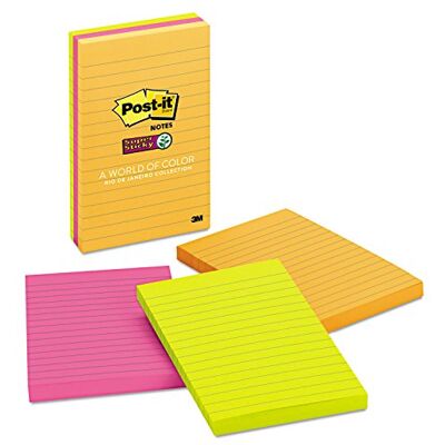 Post-It Notes Autocollantes Super Sticky, Grand Format XXL, Lignées, 101 mm x 152 mm, Pack de 3 Blocs, 90 Feuilles par Bloc Feuillets Super Adhésifs pour Prise de Notes, Listes de Tâches et Rappels - Publicité Post-It Notes Autocollantes Super Sticky, Grand Format XXL, Lignées, 101 mm x 152 mm, Pack de 3 Blocs, 90 Feuilles par Bloc Feuillets Super Adhésifs pour Prise de Notes, Listes de Tâches et Rappels - Publicité