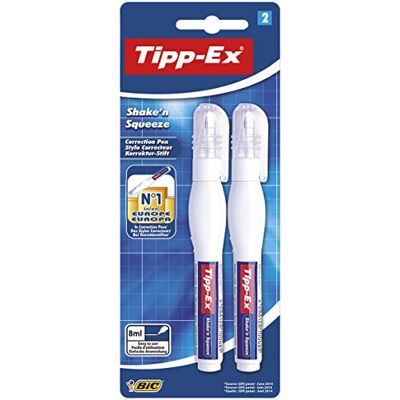 BIC Tipp-Ex Shake'n Squeeze Blister de 2 Stylos Correcteurs - Publicité BIC Tipp-Ex Shake'n Squeeze Blister de 2 Stylos Correcteurs - Publicité
