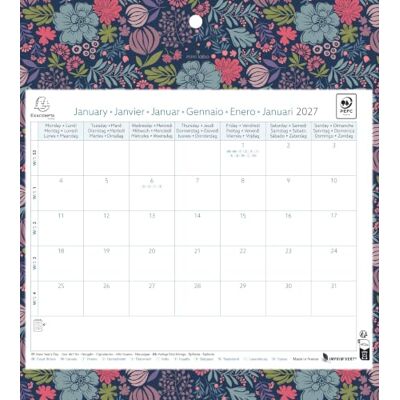 Exacompta Calendrier mensuel EasyCal Mini Labo 24x18cm sur plaque 2027 12 Feuilles détachables, Carte perforée pour fixation murale, Fabriqué en France, Visuel aléatoire - Publicité Exacompta Calendrier mensuel EasyCal Mini Labo 24x18cm sur plaque 2027 12 Feuilles détachables, Carte perforée pour fixation murale, Fabriqué en France, Visuel aléatoire - Publicité