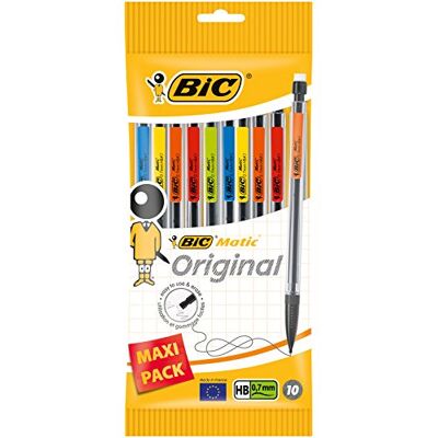 BIC Matic Original Porte-Mines 0,7 mm HB Couleurs Assorties, Pochette de 10 - Publicité BIC Matic Original Porte-Mines 0,7 mm HB Couleurs Assorties, Pochette de 10 - Publicité