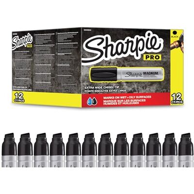 Sharpie Pro Magnum marqueurs permanents pointe biseautée noir boîte de 12 - Publicité Sharpie Pro Magnum marqueurs permanents pointe biseautée noir boîte de 12 - Publicité