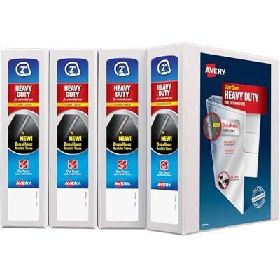 Avery anti-adhésif robuste Ezd Référence View Blanc à anneaux 5,08 cm / 2" 4-Pack blanc - Publicité Avery anti-adhésif robuste Ezd Référence View Blanc à anneaux 5,08 cm / 2" 4-Pack blanc - Publicité