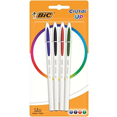 BIC Stylo à bille Cristal Up, 1,2mm, medium, Lot de 4 - Publicité BIC Stylo à bille Cristal Up, 1,2mm, medium, Lot de 4 - Publicité