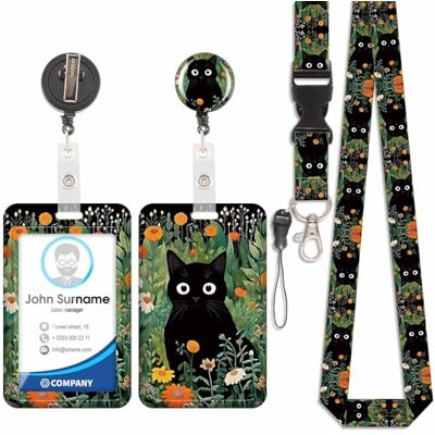 Iirlvior Porte Badge avec Cordon Tour De Cou avec Porte-Cartes, Porte Cartes Avec Enrouleurs de Badge Rétractable, Détachable Lanyard, Swivel Lobster Clasp, pour porte badges d'Identification (Chat Noir-2) - Publicité Iirlvior Porte Badge avec Cordon Tour De Cou avec Porte-Cartes, Porte Cartes Avec Enrouleurs de Badge Rétractable, Détachable Lanyard, Swivel Lobster Clasp, pour porte badges d'Identification (Chat Noir-2) - Publicité