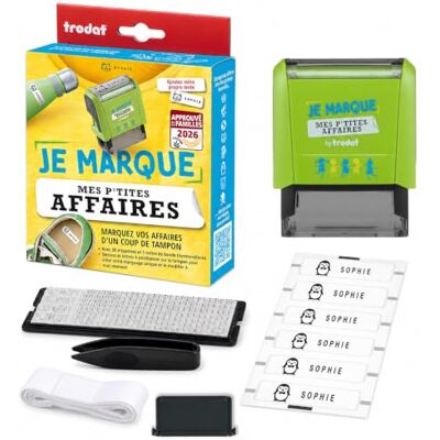 Trodat Je marque mes p'tites affaires Kit tampon à personnaliser soi-même - Publicité Trodat Je marque mes p'tites affaires Kit tampon à personnaliser soi-même - Publicité