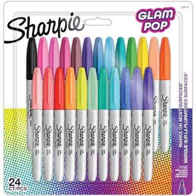 Sharpie Glam Pop Marqueurs permanents Pointe fine pour des détails audacieux Couleurs assorties 24 feutres marqueurs - Publicité Sharpie Glam Pop Marqueurs permanents Pointe fine pour des détails audacieux Couleurs assorties 24 feutres marqueurs - Publicité