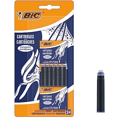 BIC Cartouches d'Encre Courtes Standard pour Stylos-Plume Bleu Effaçable, Blister de 24 - Publicité BIC Cartouches d'Encre Courtes Standard pour Stylos-Plume Bleu Effaçable, Blister de 24 - Publicité