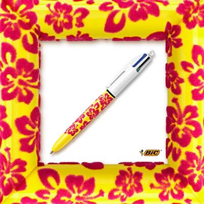 BIC 1 4 Couleurs Velours jaune - Publicité BIC 1 4 Couleurs Velours jaune - Publicité