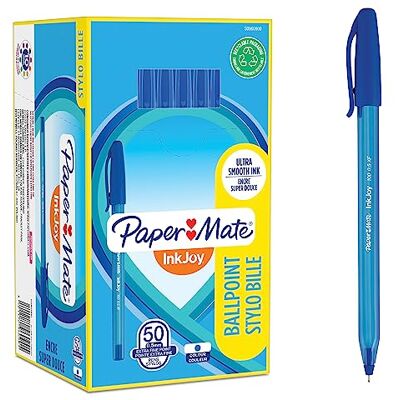 Paper Mate InkJoy 100 Cap Ultra Stylo Bille Pointe Ultra Fine (0,5 mm) Bleu Lot de 50 - Publicité Paper Mate InkJoy 100 Cap Ultra Stylo Bille Pointe Ultra Fine (0,5 mm) Bleu Lot de 50 - Publicité