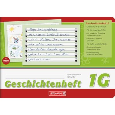 BRUNNEN Cahier d'histoires A5 paysage, linéature 1G, 16 feuilles, vert - Publicité BRUNNEN Cahier d'histoires A5 paysage, linéature 1G, 16 feuilles, vert - Publicité