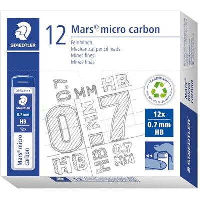 Staedtler Mars Micro Carbon 250 Etui 12 Mines Graphite 0, 7 Mm Hb Pack de 12 - Publicité Staedtler Mars Micro Carbon 250 Etui 12 Mines Graphite 0, 7 Mm Hb Pack de 12 - Publicité
