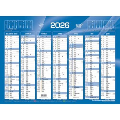 QUO VADIS Calendrier de banque bleu, 550 x 405 mm, 2027 - Publicité QUO VADIS Calendrier de banque bleu, 550 x 405 mm, 2027 - Publicité