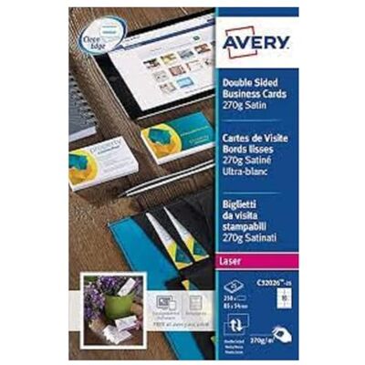 Avery C32026 – Pack de 10 feuilles de cartes de visite, 85 x 54 mm, blanc - Publicité Avery C32026 – Pack de 10 feuilles de cartes de visite, 85 x 54 mm, blanc - Publicité