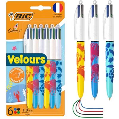 BIC 4 Couleurs Velours Stylos-Bille Pointe Moyenne (1,00 mm) Thème Vie Marine 3 Motifs Assortis, Pack de 6 - Publicité BIC 4 Couleurs Velours Stylos-Bille Pointe Moyenne (1,00 mm) Thème Vie Marine 3 Motifs Assortis, Pack de 6 - Publicité