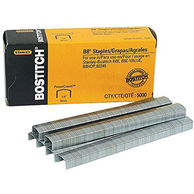 Bostitch Stanley (R) B8 Powercrown Agrafes (TM) Premium, 1/4in, boîte de 5000 - Publicité Bostitch Stanley (R) B8 Powercrown Agrafes (TM) Premium, 1/4in, boîte de 5000 - Publicité