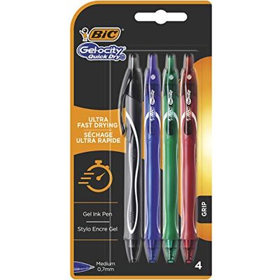 BIC Gel-ocity Quick Dry Stylos-Gel Rétractables Séchage Ultra-Rapide Pointe Moyenne (0,7 mm) Couleurs Assorties, Blister de 4 - Publicité BIC Gel-ocity Quick Dry Stylos-Gel Rétractables Séchage Ultra-Rapide Pointe Moyenne (0,7 mm) Couleurs Assorties, Blister de 4 - Publicité