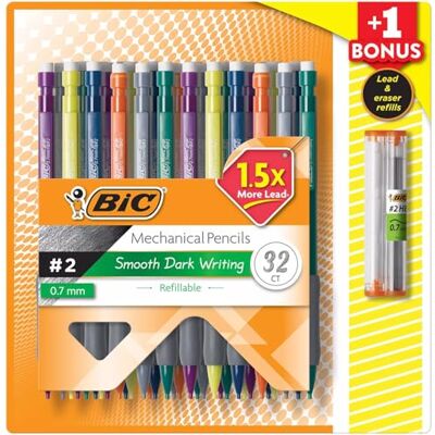BIC Matic Grip Porte-mines HB #2, 0,7 mm, 32 crayons - Publicité BIC Matic Grip Porte-mines HB #2, 0,7 mm, 32 crayons - Publicité