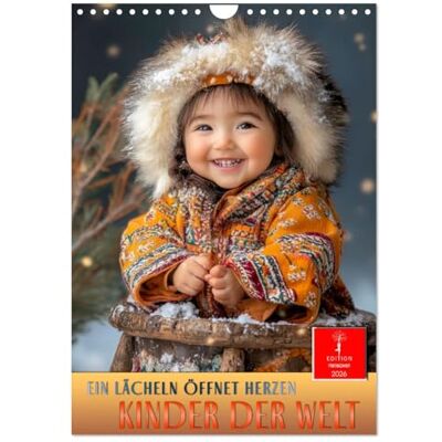 CALVENDO Enfants du monde un sourire ouvre les cœurs, Version française (Calendrier mural 2026 DIN A4 portrait), Calendrier mensuel - Publicité CALVENDO Enfants du monde un sourire ouvre les cœurs, Version française (Calendrier mural 2026 DIN A4 portrait), Calendrier mensuel - Publicité