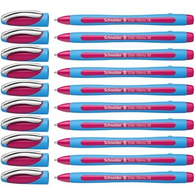 Schneider Slider Memo XB Stylo bille (avec capuchon, Pointe extra large (XB)) Rose, Lot de 10 - Publicité Schneider Slider Memo XB Stylo bille (avec capuchon, Pointe extra large (XB)) Rose, Lot de 10 - Publicité