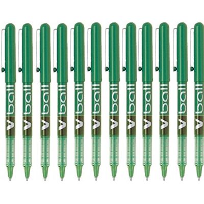 PILOT V-BALL Stylo roller Pointe métal 0,7 mm Encre liquide Verte Lot de 12 - Publicité PILOT V-BALL Stylo roller Pointe métal 0,7 mm Encre liquide Verte Lot de 12 - Publicité