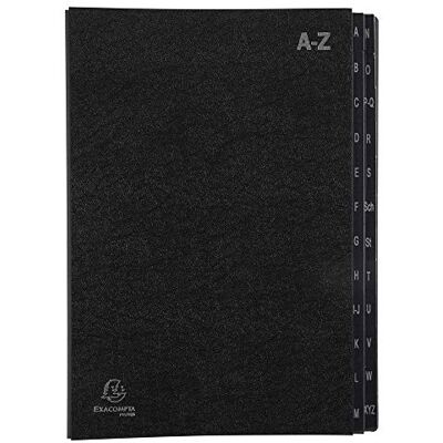 Exacompta Réf. 57024E 1 trieur Ordonator couverture rigide intérieur en carte recyclée onglets plastifiés de A à Z 24 compartiments dimensions 24 x 34 cm Noir - Publicité Exacompta Réf. 57024E 1 trieur Ordonator couverture rigide intérieur en carte recyclée onglets plastifiés de A à Z 24 compartiments dimensions 24 x 34 cm Noir - Publicité