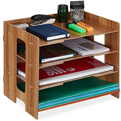 Relaxdays Rangement Documents, Organiseur en MDF, Format A4, 3 Compartiments, HxLxP : 27 x 31,5 x 24 cm, Marron foncé - Publicité Relaxdays Rangement Documents, Organiseur en MDF, Format A4, 3 Compartiments, HxLxP : 27 x 31,5 x 24 cm, Marron foncé - Publicité