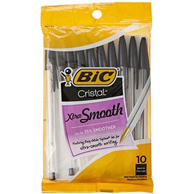 BIC Cristal Stic Lot de 2 stylos à bille Pointe moyenne Noir 10 ea - Publicité BIC Cristal Stic Lot de 2 stylos à bille Pointe moyenne Noir 10 ea - Publicité