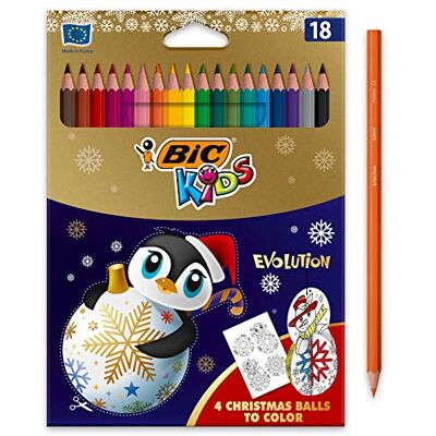 BIC Kids Evolution Crayons de Couleur Edition Limitée de Noël Couleurs Assorties, Blister de 18 - Publicité BIC Kids Evolution Crayons de Couleur Edition Limitée de Noël Couleurs Assorties, Blister de 18 - Publicité